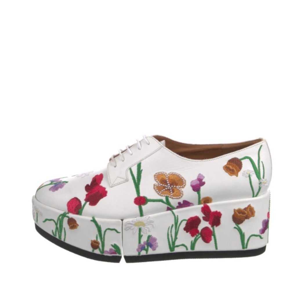 Robert Clergerie x Lucia Liu Anyang Floral Platform Loafers in White 40.5 10